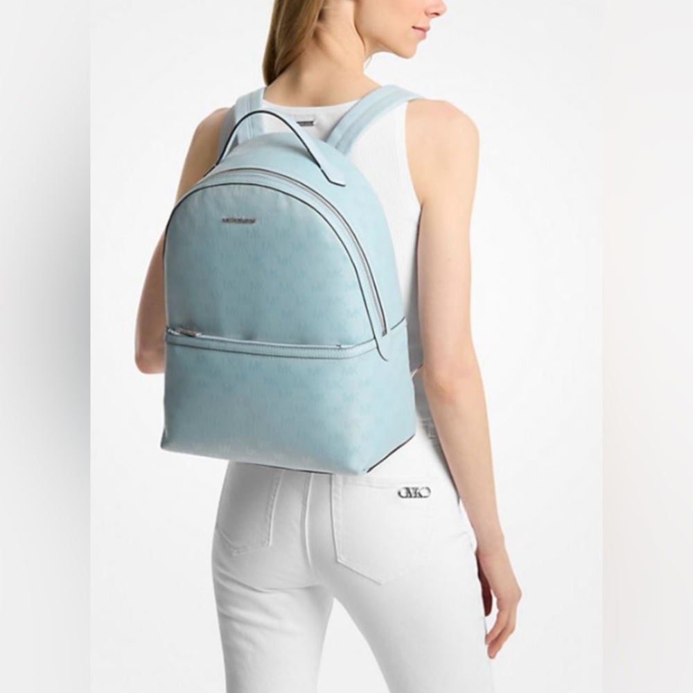 Michael Kors Sheila Large Woven Logo Nylon Backpaсk Size:11.75"W X 16"H X 5.75"D - Picture 3 of 4